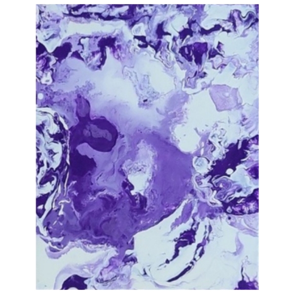 Hand Crafted Purple and White Abstract Design 11x14 Inches Canvas Painting - Picture 2 of 4